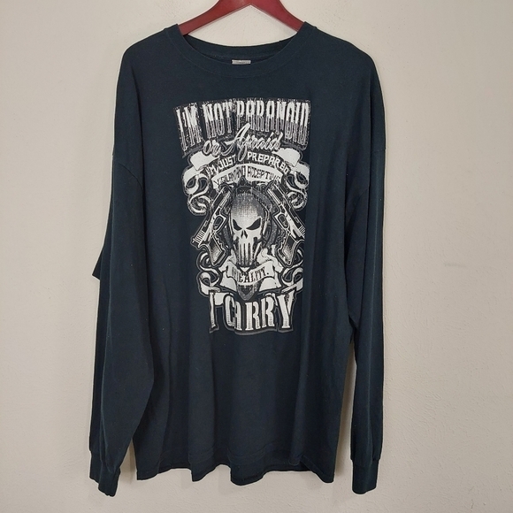I Am Not Paranoid or Afraid I'm Just Prepared Black Long Sleeve T Shirt Size 3XL - Picture 2 of 7